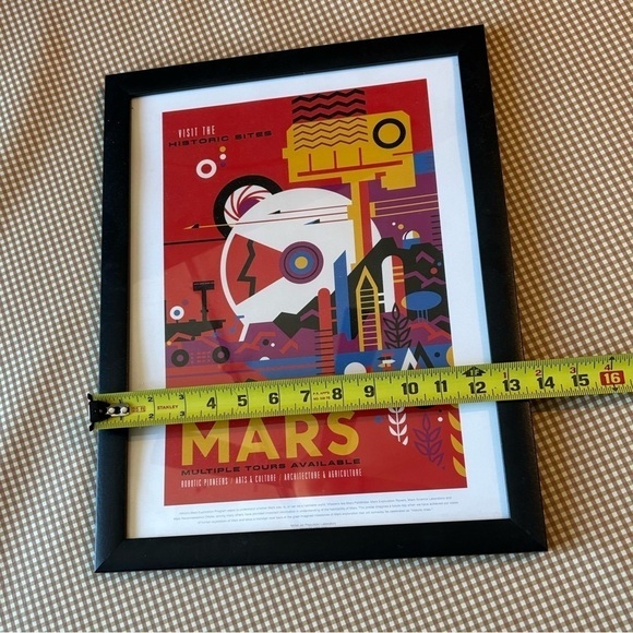 Retro Space Travel Poster Travel Mars poster in frame. Approx 17.5 x 13.5” - Picture 8 of 11